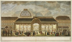 Perspektivische Ansicht des Karussellsaals, konstruiert anlässlich der Hochzeit von Monseigneur Le Dauphin, graviert von Oubrier