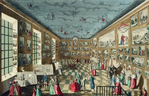 Perspektivische Ansicht des Salons der Königlichen Akademie für Malerei und Bildhauerei im Louvre, Paris