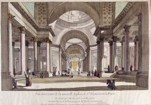 Perspektivische Ansicht des Inneren der Kirche Sainte Geneviève in Paris - Optische Ansicht von French School