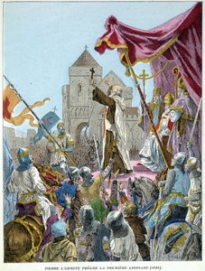 Peter der Einsiedler predigt den 1. Kreuzzug im Jahr 1095
