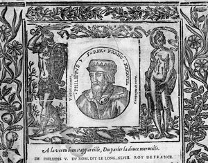 Philipp V., der Lange, Porträt in Medaillon graviert von French School