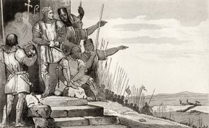 Philippe II Auguste (1165-1223) gewinnt die Schlacht von Bouvines nach Gebet, aus 