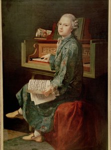 Bild eines jungen Mannes am Klavier, angeblich Mozart