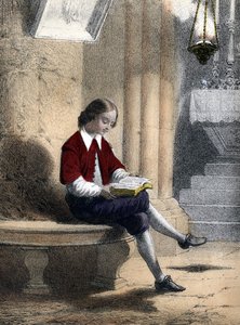 Pierre Gassendi (1592 - 1655): sitzend unter der Lampe, die von der Kirchendecke hängt, begann er zu lesen - in „Les enfants illustres - tales historiques“ von Madame Eugenie Foa