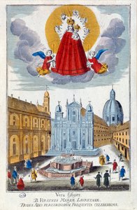 Pilger besuchen das Heiligtum Unserer Lieben Frau von Loretto, 18. Jahrhundert von French School