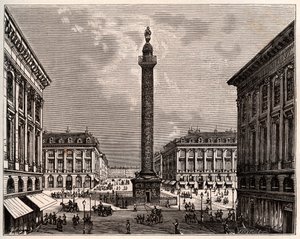 Place Vendôme in Paris im 19. Jahrhundert - Gravur in „La France illustrée: Geographie, Geschichte, statistische Verwaltung“ von V.A. Malt-Brown. 1884 von French School