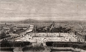 Place de la Concorde in Paris - Gravur in „La France illustrée: géographie, histoire, administration statistique“ von V.A. Malt-Brown. 1884
