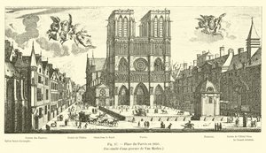 Place du Parvis im Jahr 1650, Faksimile eines Stichs von Van Merlen von French School