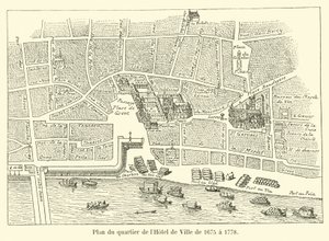 Plan des Viertels des Hotel de Ville von 1675 bis 1778 von French School