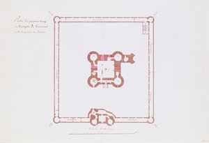 Plan für das erste Stockwerk des Donjons in Vincennes, 1810 von French School