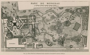 Plan des Parc de Monceau (1718), ausgeführt von Carmontelle für den Herzog von Orleans von French School