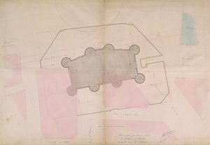 Plan, der die Umrisslinien der Bastille zeigt, 1830 von French School