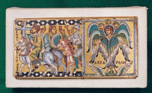 Plakette, die Heraklius (ca. 575-641) und die Vision von Ezechiel darstellt, Mosane Schule von French School