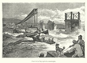 Tay-Brücke nach der Katastrophe (Gravur) von French School