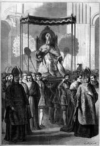 Papst Pius IX. wird am Palmsonntag 1861 in die Kirche St. Peter in Rom getragen