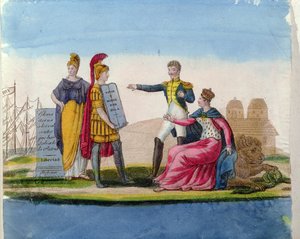 Populäre Bildsprache zu Ehren von Bolivar, ca. 1820-30 von French School