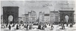 Porte Saint-Denis und Rue Faubourg Saint Denis - Porte Saint Martin und Rue Faubourg Saint-Martin Gravur in „Tableau-de-Paris“ von Edmond Texier (1815-1887) von French School