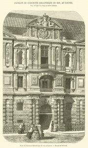 Eingangstor der alten Königlichen Bibliothek im Louvre (Gravur) von French School