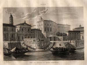 Porto di Ripetta und Palazzo Borghese - Rom - Gravur aus „Italien malerisch“ - Historische und beschreibende Malerei Italiens von M. de Norvins, Ch. Nodier 1834-1836 von French School