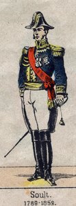 Ganzkörperporträt von Nicolas Soult, Marschall von Frankreich, Herzog von Dalmatien. Bild von Epinal aus dem späten 19. Jahrhundert. von French School
