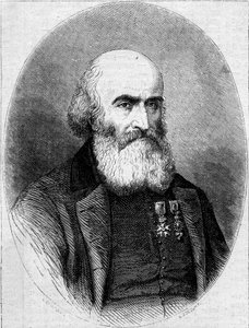 Porträt von Abbé François Bourgade (1806-1866), Kaplan der Saint-Louis-Kapelle in Karthago (Tunesien). Kupferstich in „Le Monde Illustré“ Nr. 251 vom 1. Februar 1862