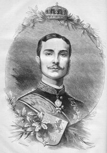 Porträt von Alfons XII. (Alfonso) (1857-1885), König von Spanien. Gravur in „Le Monde Illustré“ Nr. 1085 vom 19. Januar 1878 von French School