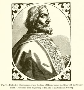 Porträt von Karl dem Großen, den das Rolandslied den König mit dem grauen Bart nennt von French School
