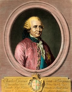 Porträt von Charles Gravier, Graf von Vergennes (1719 - 1787). Gravur des 18. Jahrhunderts. Privatsammlung. von French School