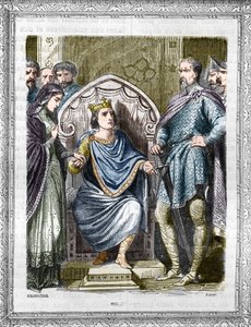 Porträt von Karl III., genannt der Einfältige (879-929). Gravur in "Histoire des Papes-Rois-Queen and Empereurs a travers les centuries" von Maurice Lachatre von French School