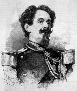 Porträt von Charles Victor Frebault (General Frebault) (1813-1888), Gouverneur von Guadeloupe. Gravur in „Le Monde Illustré“ Nr. 148 vom 11. Februar 1860.