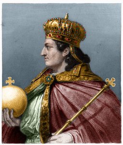 Porträt von Childebert II, König von Austrasien - in „Histoire des Francais“ von Lavallee, Gravur