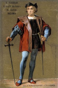 Porträt von Christoph Kolumbus. Chromolithographie des 19. Jahrhunderts