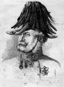 Porträt von Graf Ferencz Gyulai (1797-1868), Feldmarschallleutnant, der die österreichischen Truppen in den lombardischen Provinzen befehligte. Gravur in „Le Monde Illustré“ Nr. 107 vom 30. April