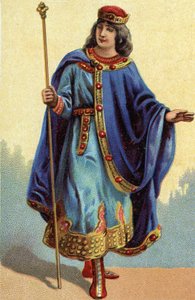 Porträt von Dagobert II., König der Franken von 711 bis 716. Chromolithographie um 1890 von French School