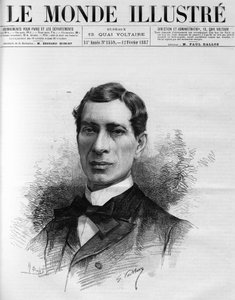 Porträt von Edouard Hervé (1835-1899), Mitglied der Französischen Akademie, gewählt 1886. Er war ein leidenschaftlicher Verteidiger der billigen Presse, die für alle zugänglich ist, in "Die illustrierte Welt"