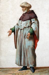 Porträt von Eustache de Saint Peter, dem bekanntesten der sechs Bürger von Calais. Chromolithographie aus dem späten 19. Jahrhundert