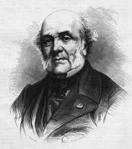 Porträt von Frederic Auguste Demetz (1796-1873), französischer Anwalt, Gründer der landwirtschaftlichen Kolonie und Strafanstalt von Mettray zur Rehabilitation jugendlicher Straftäter. Gravur in „Le Monde Illustré“ Nr. 866 vom 15. November.