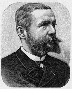 Porträt von Gaston Tissandier (1843 - 1899), französischer Aeronaut - im „Album der Wissenschaft; berühmte Gelehrte; Große Entdeckungen“ 1896.