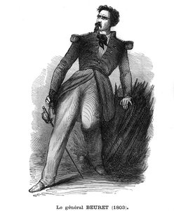 Porträt von Georges Beuret, französischer Brigadegeneral (1803-1859), Offizier der Ehrenlegion. Gravur in „Les Illustrations De L