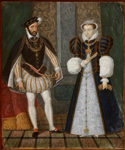 Porträt von Heinrich II. (1519-1559) und Katharina von Medici (1519-1589), König und Königin von Frankreich. Anonymes französisches Gemälde von French School