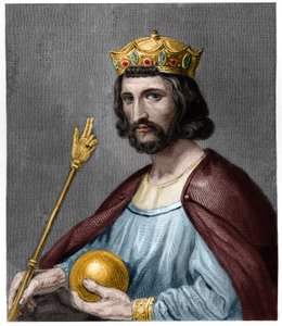 Porträt von Hugues I. Capet (ca. 941 - 996), Herzog von Frankreich und dann König von Frankreich - in „Histoire des Français“ von Lavallée, Gravur, undatiert.