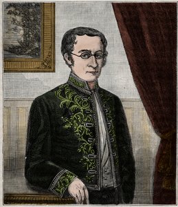 Porträt von Joseph Louis Gay-Lussac (1778-1850), französischer Chemiker - Porträt von Louis-Joseph Gay-Lussac (Louis Joseph Gay Lussac) (1778-1850), französischer Physiker und Chemiker - Gravur in "Wissenschaften für alle zugänglich gemacht - Physik und Ch von French School