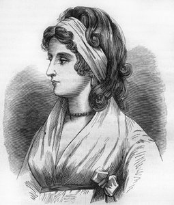 Porträt von Lady Hamilton (Emma Lyons) (1765-1815), Geliebte von Horatio Nelson, genannt Admiral Nelson (1758-1805). Gravur in „Die Geschichte der Prostitution und Ausschweifung bei allen Völkern der Welt von der Antike bis zur Gegenwart“ von Dr. Th.-F. De