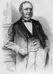 Porträt von Louis Christophe Francois Hachette, französischer Verleger. Gravur in „Le Monde Illustré“ Nr. 383 vom 13. August 1864