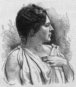 Porträt von Madame Agar (Marie Léonide Charvin, genannt) (1836-1891), französische Komödiantin. Gravur in „La gazette du dimanche“ vom 21. November 1895 von French School