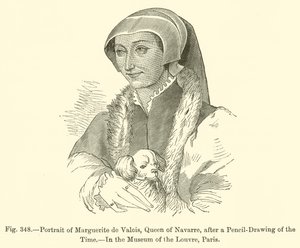 Porträt von Marguerite de Valois, Königin von Navarra (Gravur) von French School