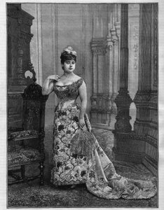 Porträt von Marie Heilbronn (1849-1886), belgische Sopranistin. Gravur in „Le Monde Illustré“
