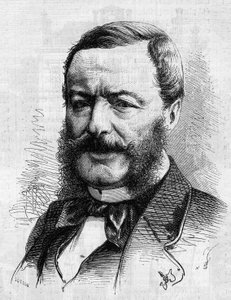 Porträt von Nestor Roqueplan (1804-1870), Schriftsteller, Journalist und Verwalter französischer Theater. Gravur in „Le Monde Illustré“ Nr. 681 vom 30. April von French School
