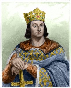 Porträt von Philipp II. genannt Philippe Auguste (1165-1223), König von Frankreich - in „Histoire des Francais“ von Lavallee, Gravur, sd