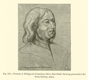 Porträt von Philippe de Commines, nach einer Rötelzeichnung in der Stadtbibliothek von Arras (Gravur) von French School